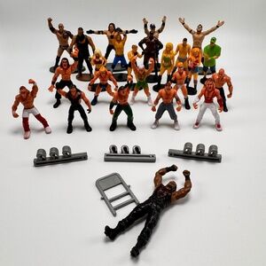 WWE Lot Mini Wrestling Action Figures 24 Total Piece Wrestle Collection